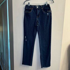 Levi Strauss Youth Girls High Rise Straight Dark Wash Stretchy Denim Jeans